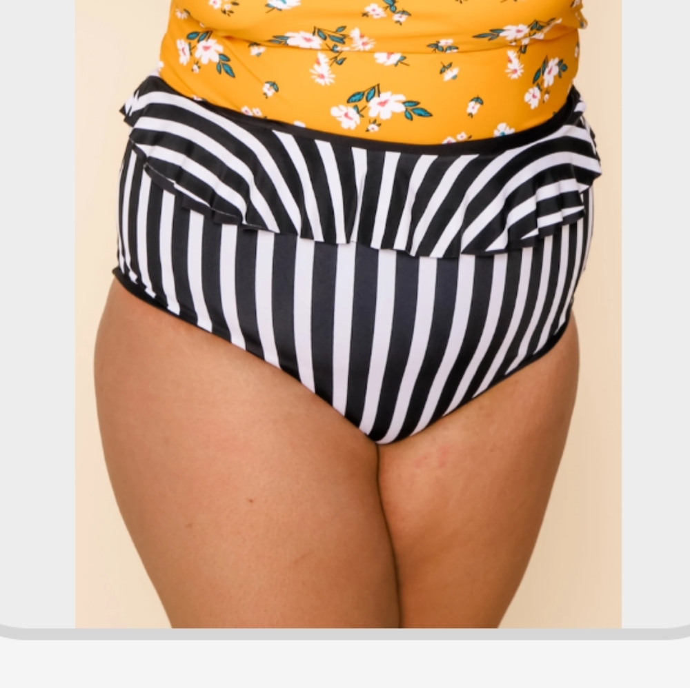 Coeal Reef Black & White Striped Swimsuit Bottom